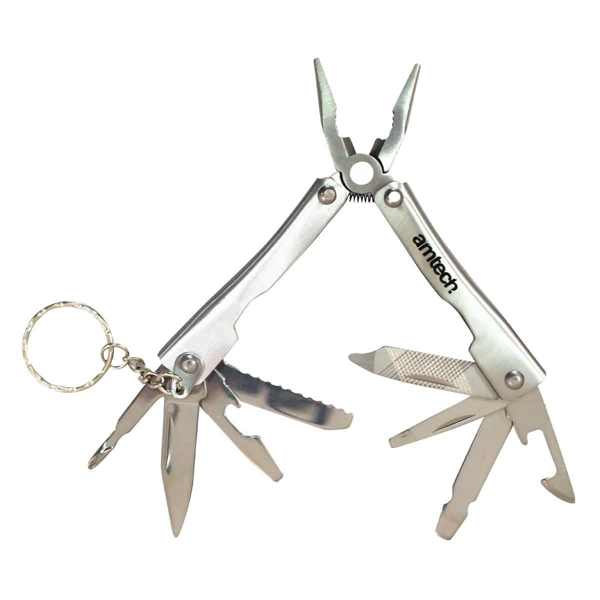 Amtech 8-in-1 Pocket Multitool | Micro Pliers Screwdrivers Bottle Opener Saw | Includes Storage Pouch