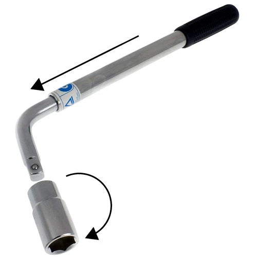Extending Wheel Brace Telescopic Wrench + 17mm & 19mm Wheelnut Sockets GS/TUV