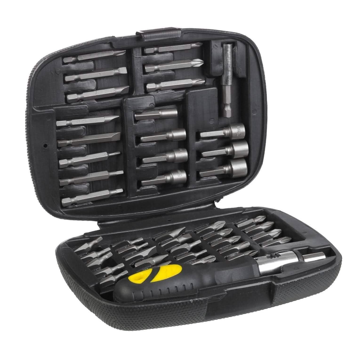 Silverline 45PC RATCHET SCREWDRIVER MULTI BIT TOOL KIT SET + CASE - RATCHETING HANDLE
