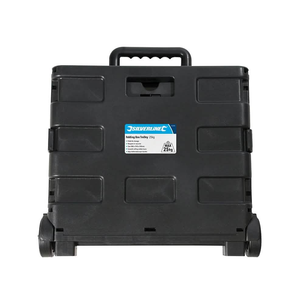 Silverline Folding Shopping Cart 25kg Folding Boot Cart Shopping Trolley Fold Up Storage Box - Lifetime Warranty