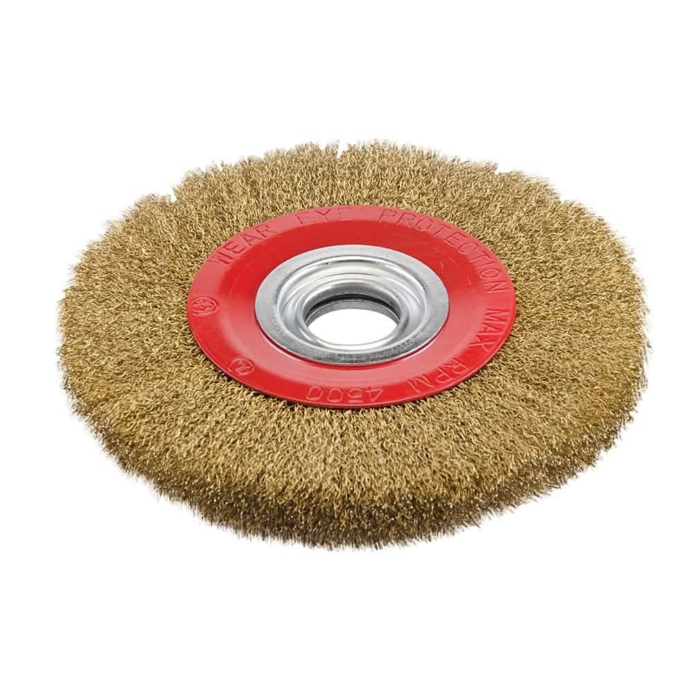 Silverline Silverline 245128 200mm Brassed Steel Wire Wheel +Adaptor Rings - Bench Grinder