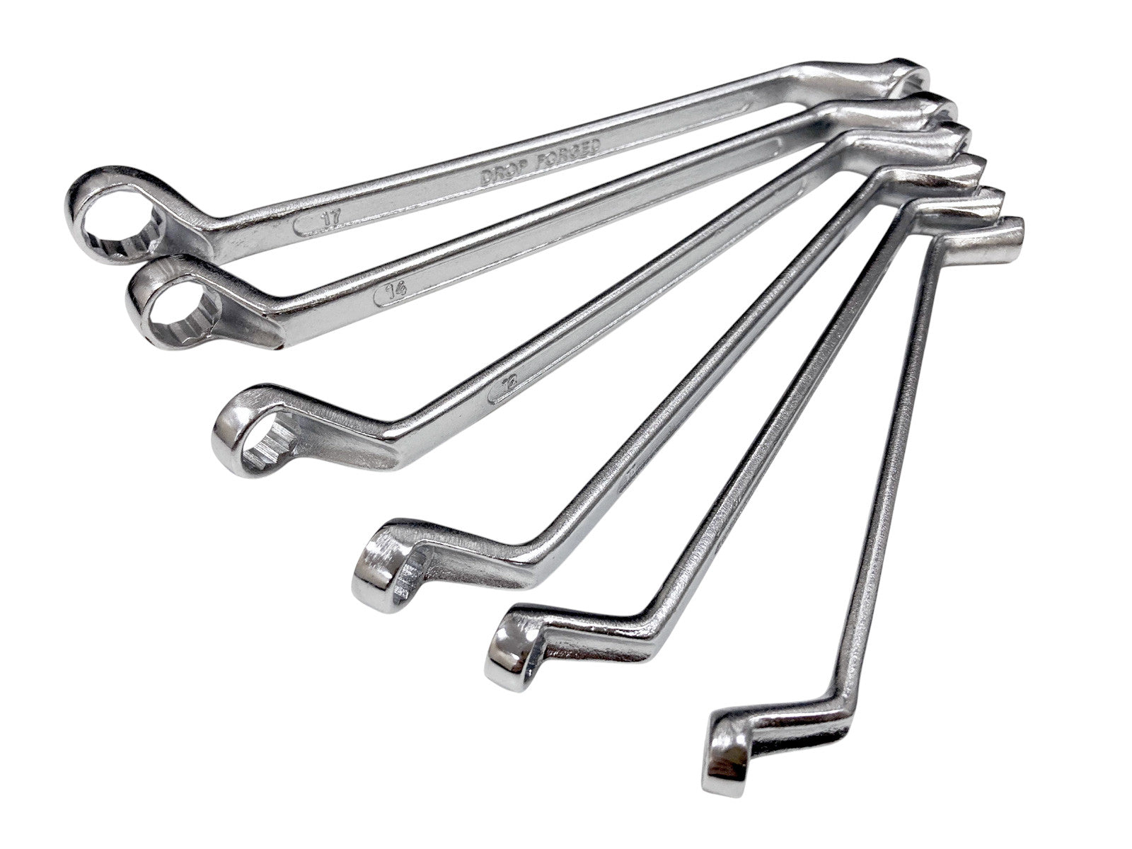 6pc Metric Ring Spanners Set | Carbon Steel 6-17mm Bi-Hexagonal 12 Point Offset Wrenches