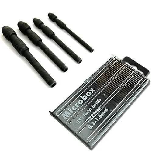 tooltime 20Pc Micro Hss Drills + 4Pc Pin Vice Jewellery Making Watch Repair Model Craft
