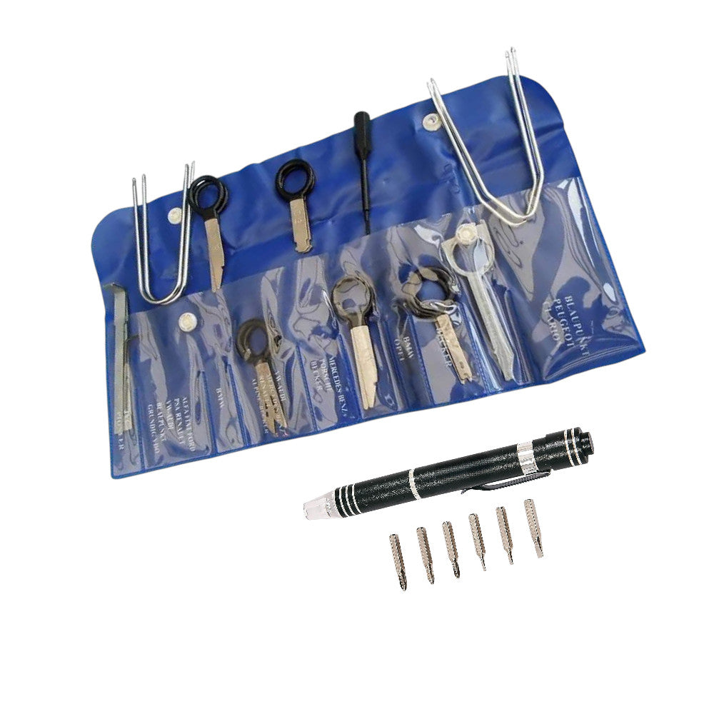 20PC Pro Quality Car Radio CD Removal Tool Set Stereo Head Unit Removing Keys With 6-in-1 Precision Screwdriver