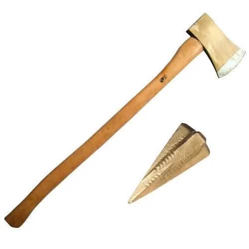 tooltime 4Lb Felling Axe With Ash Wood Wooden Handle + Log Bomb Splitting Wedge