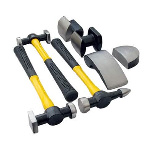 tooltime 7Pc Car Dent Removal Body Repair Panel Beating Fibreglass Hammers Tool Kit