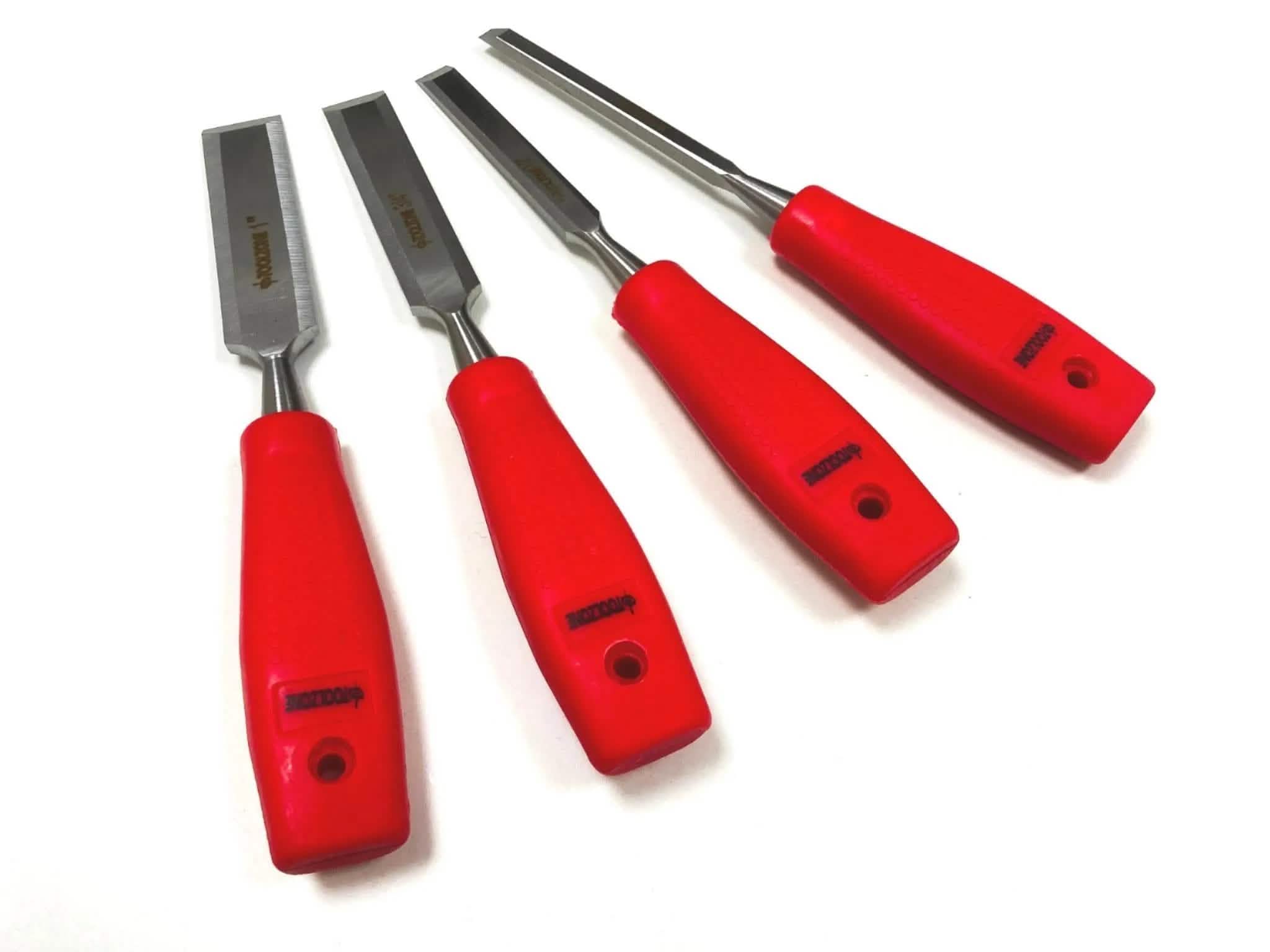 tooltime Chisel Wood Chisel Set Woodworking Bevel Edge Hand Carpentry 4PC - 1/4 1/2 3/4 1"
