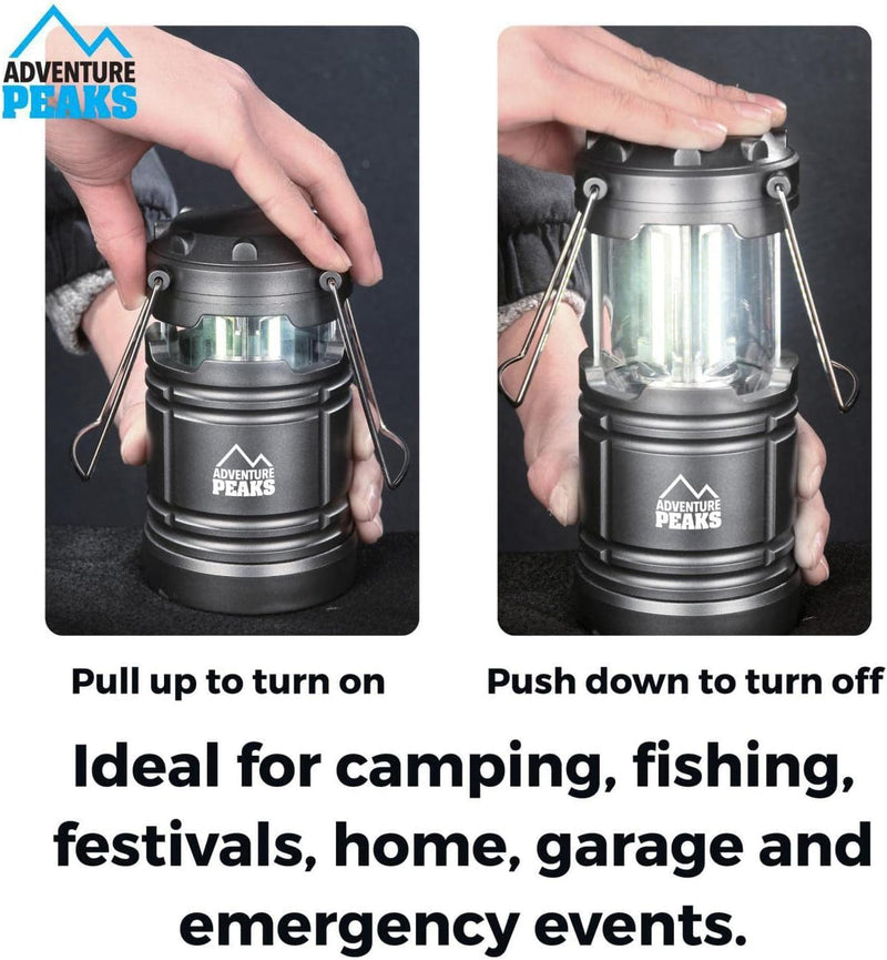 tooltime.co.uk 2pk Camping Lanterns 30 LED Collapsible Tent Lights Portable Fishing Lamps