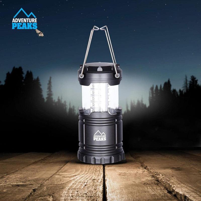 tooltime.co.uk 2pk Camping Lanterns 30 LED Collapsible Tent Lights Portable Fishing Lamps