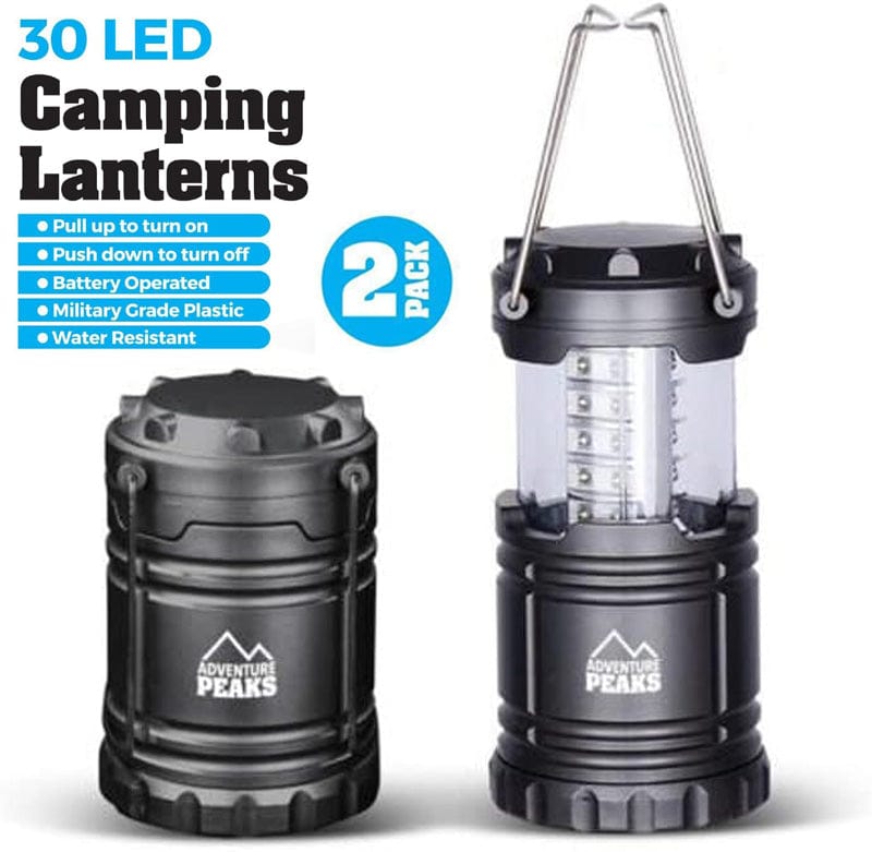 tooltime.co.uk LED Camping Lantern 2 Pack of 30 LED  Collapsible Camping Lanterns Tent Lights