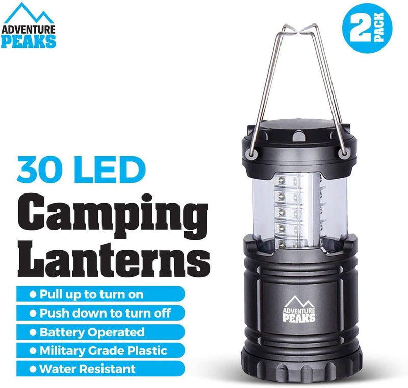 tooltime.co.uk LED Camping Lantern 2 Pack of 30 LED  Collapsible Camping Lanterns Tent Lights