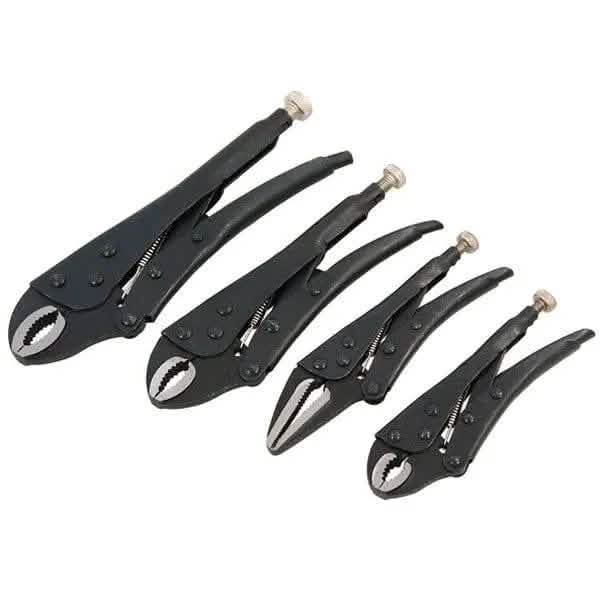 tooltime.co.uk Locking Pliers 4 Piece Adjustable Locking Mole Grip Pliers Set with Storage Tray