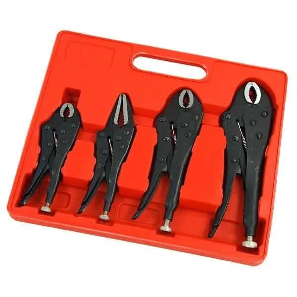 tooltime.co.uk Locking Pliers 4 Piece Adjustable Locking Mole Grip Pliers Set with Storage Tray