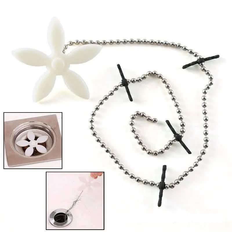 tooltime Drain Flower Wig Chain Hair Catcher Clog Remover Shower Bath Sink Bathroom Tool