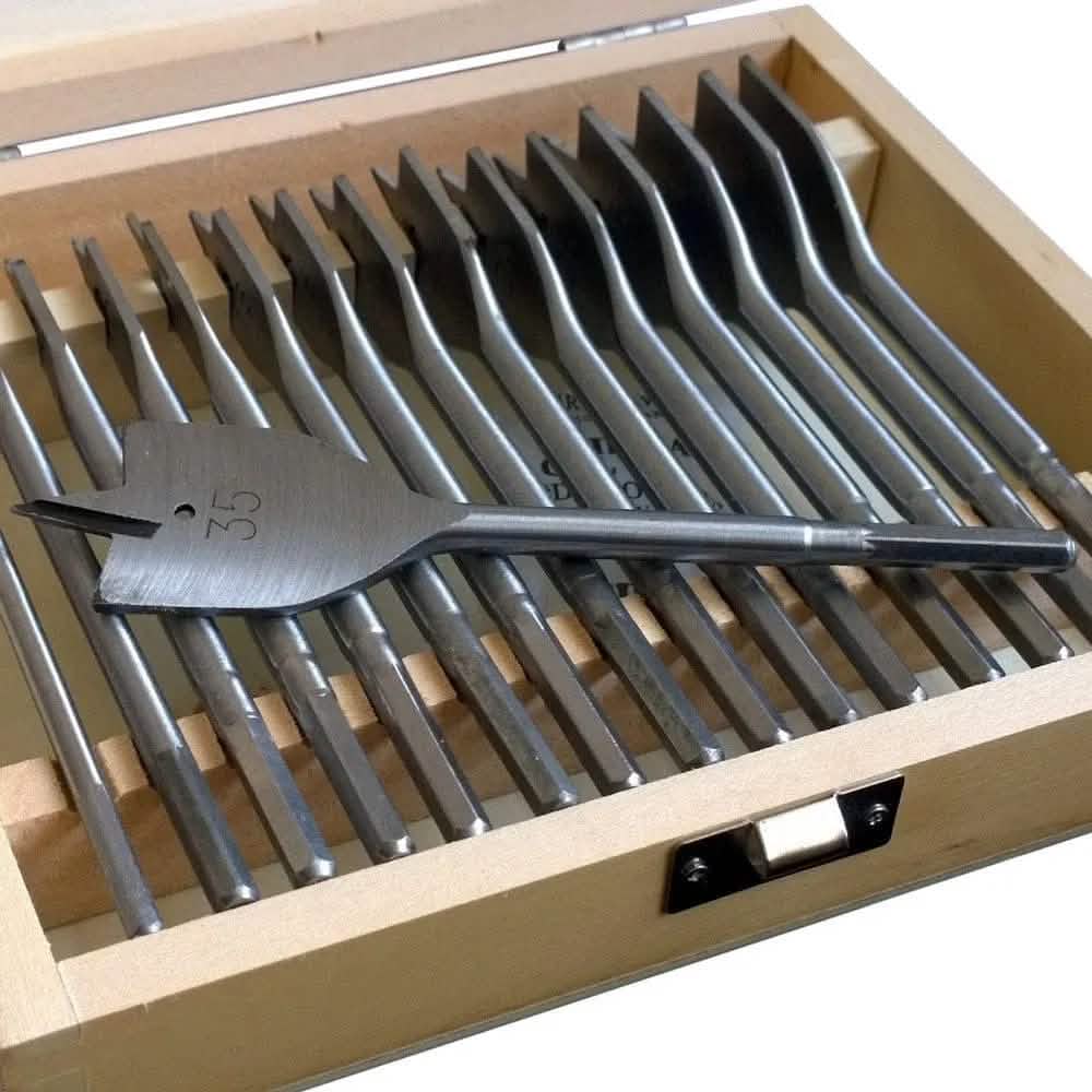 tooltime Drill Bits 16Pc Wood Drilling Flat Head Bits 6Mm-38Mm Hex Drill Bit Set Wooden Storage Case