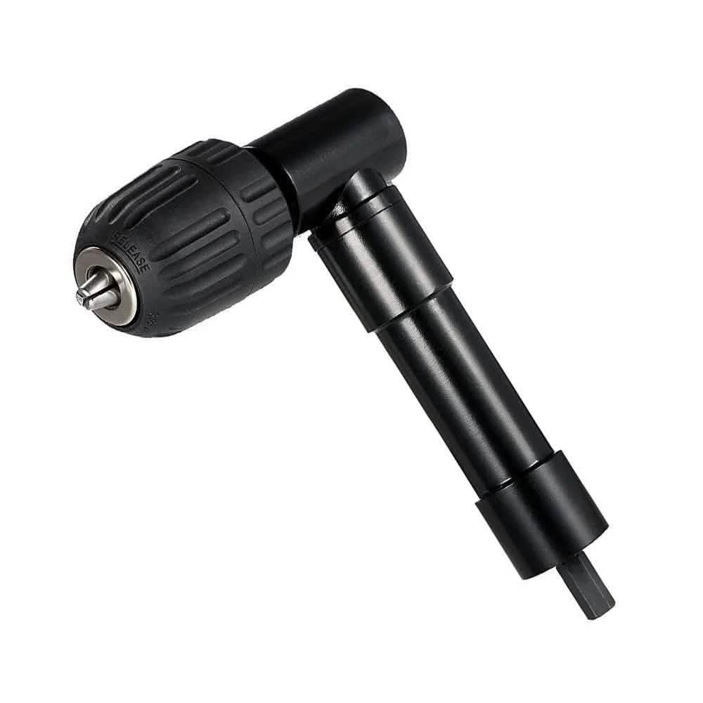 tooltime-E Angled Drill Attachment Right Angle 90° Angled Drill Attachment Adapter Aluminium Metal Keyless Chuck