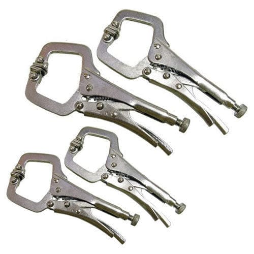 tooltime-E Mini Welding C Clamps 4Pc 4" & 6" Mini Adjustable C Clamps Locking Mole Grip C-Clamp Welding Pliers