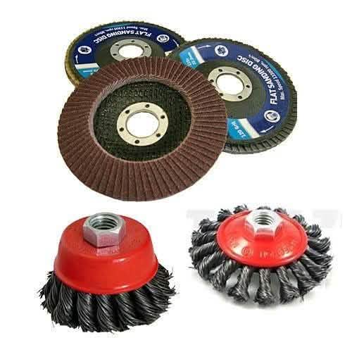 tooltime Flap Disc Twist Knot Semi Flat Wire Wheel Cup Brush 5 Pce - 115Mm Angle Grinder
