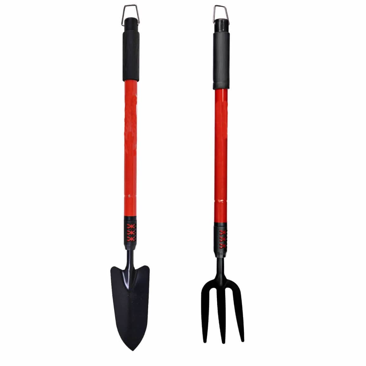 tooltime Garden Hand Tools Telescopic Garden Hand Tools 2pc Set Extending Handles Fork Trowel