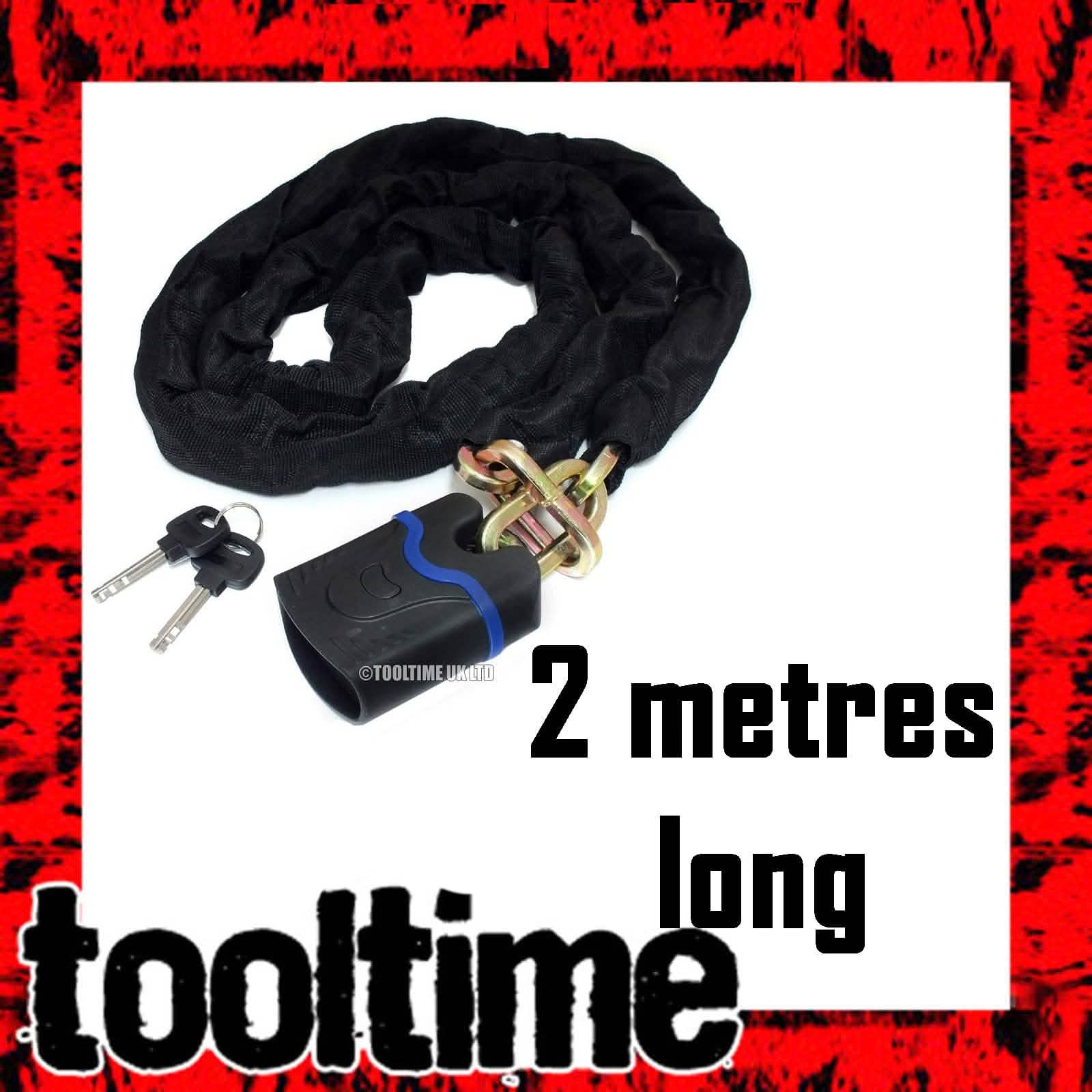 tooltime High Security 2M Motorcycle Motorbike Cycle Bike Chain & Hardened Steel Padlock