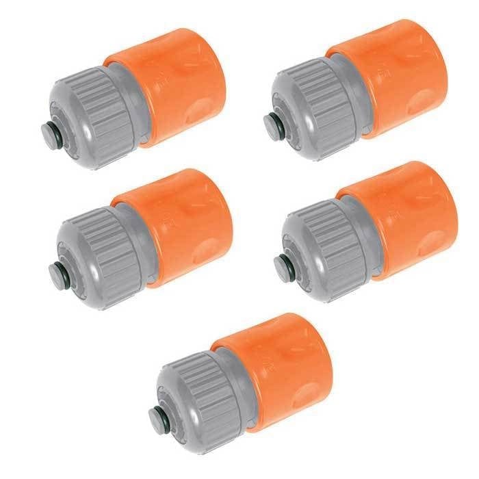 tooltime hose connectors 5 Pack - Quick Fix Snap Fit 1/2" Garden Hose Pipe Connector - With Waterstop