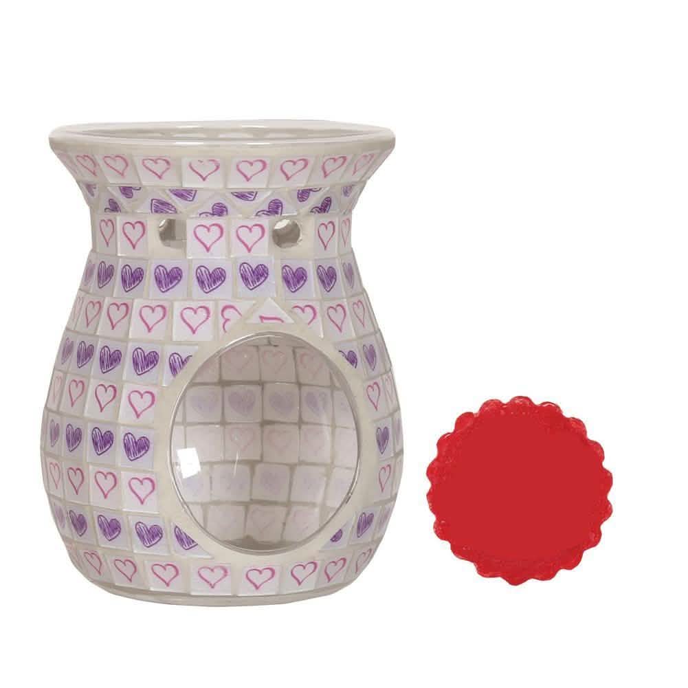 tooltime LILAC LOVE HEART TEA LIGHT WAX MELT BURNER WARMER + CANDLE WAX MELT