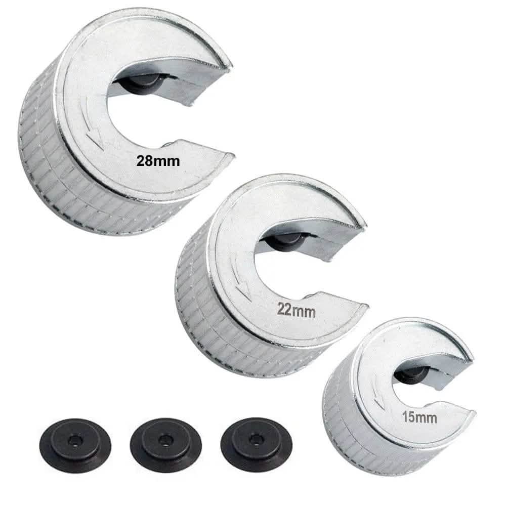 tooltime Pro Pipe Cutters + Spare Wheels Slicers Metal Pipeslice Copper - 15mm 22mm 28mm