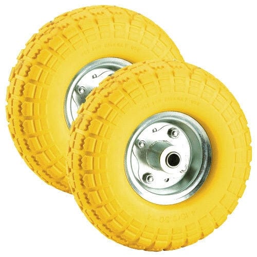 tooltime Sack Truck Puncture Proof Tyres - 10" Solid Burst Sack Truck - Rubber Trolley Wheels (2PC)