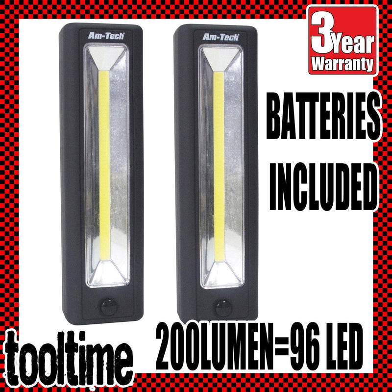 tooltime torch 2X ULTRA-BRIGHT 3W COB LED WORK LIGHT TORCH + HOOK + BATTERIES 3YR WARRANTY