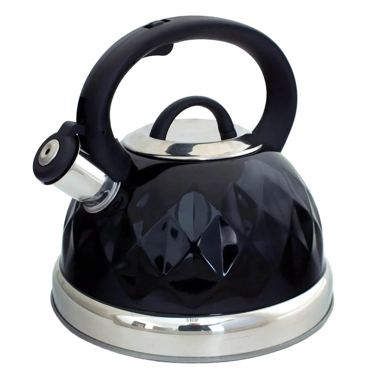 Voche kettle Voche® Black 3L Stainless Steel Diamond Whistling Kettle Gas Electric Induction