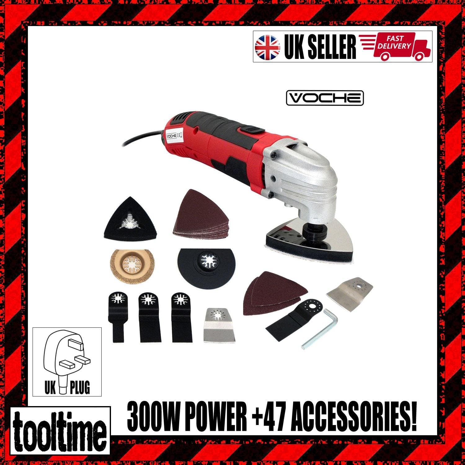 Voche Oscillating Multi Function Power Tool VOCHE 300W ELECTRIC OSCILLATING MULTI TOOL WITH 47PC ACCESSORIES SET CORDED
