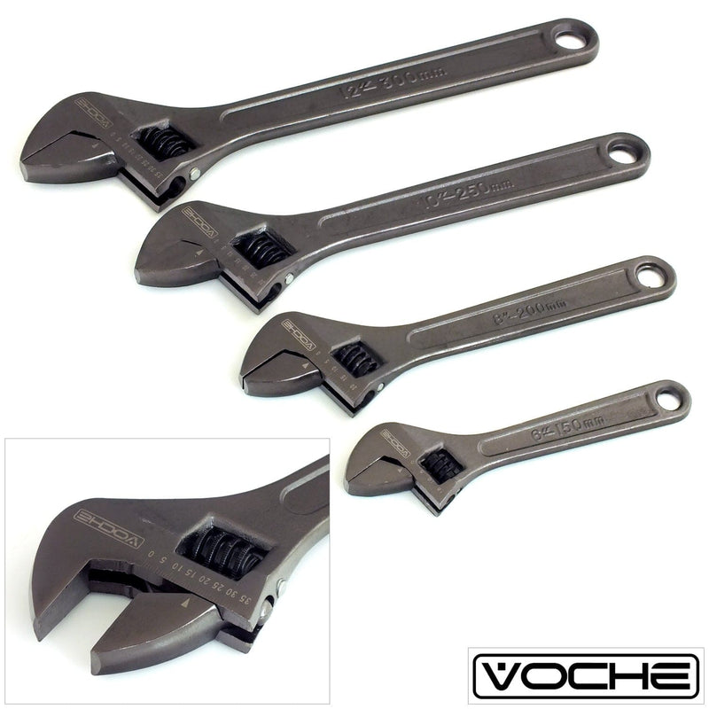 Voche Spanners Adjustable Wrenches Set 6" 8" 10" 12" Heavy Duty Shifting Spanners Voche 4-PACK