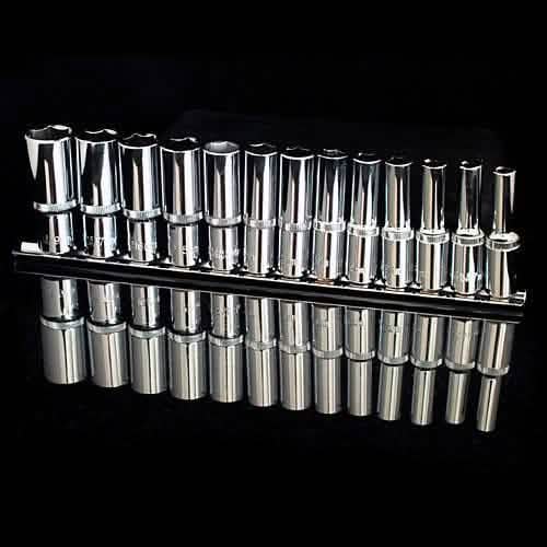 Voche Voche 13Pc 3/8" Drive Heavy Duty Metric Deep Socket Set 6Mm-19Mm Crv Dr Sockets