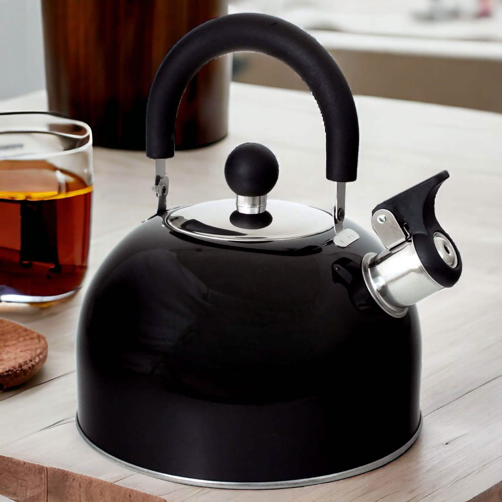 Voche Whistling Stovetop Kettle Voche 2.5L Black Stainless Steel Whistling Stovetop Kettle