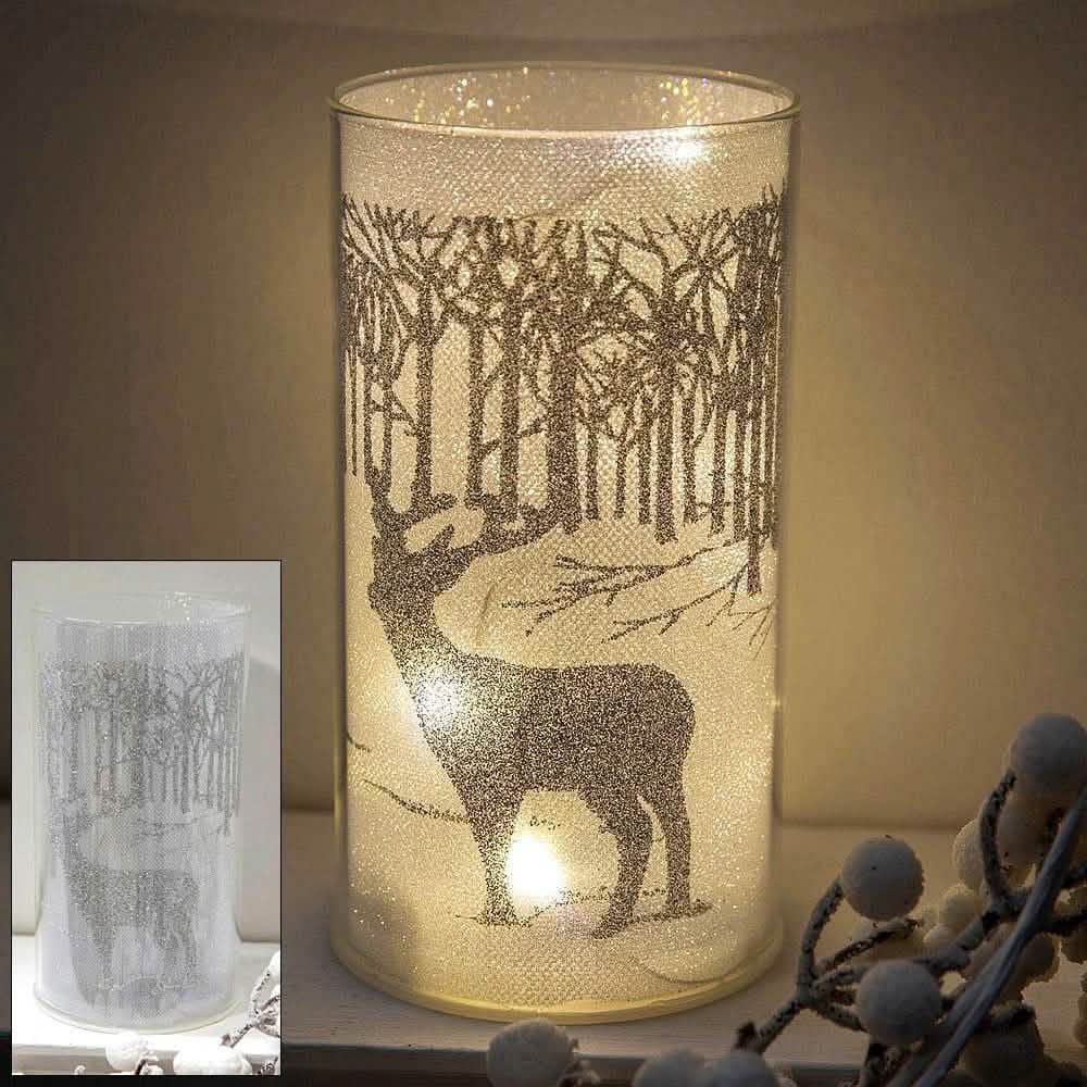 Widdop LED FROSTED GLASS GLITTER LIGHT TUBE BATTERY POWERED XMAS TABLE CENTERPIECE 15cm