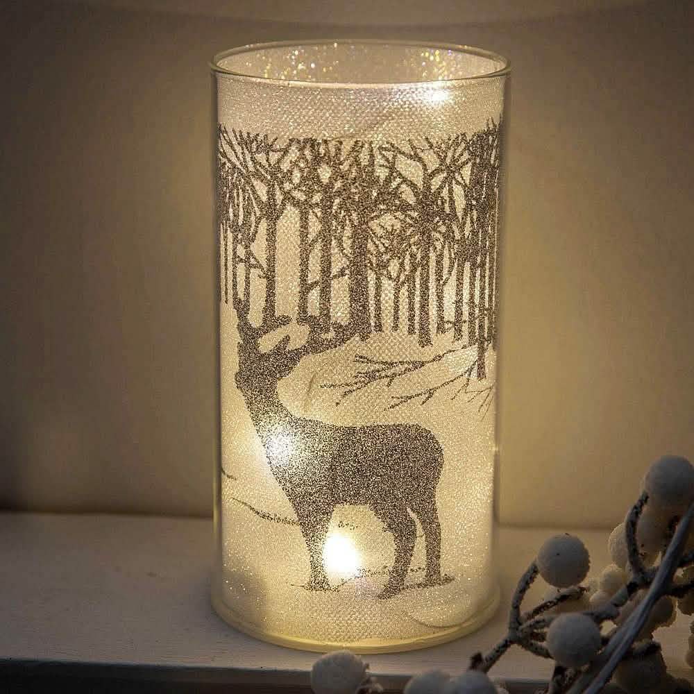Widdop LED FROSTED GLASS GLITTER LIGHT TUBE BATTERY POWERED XMAS TABLE CENTERPIECE 15cm