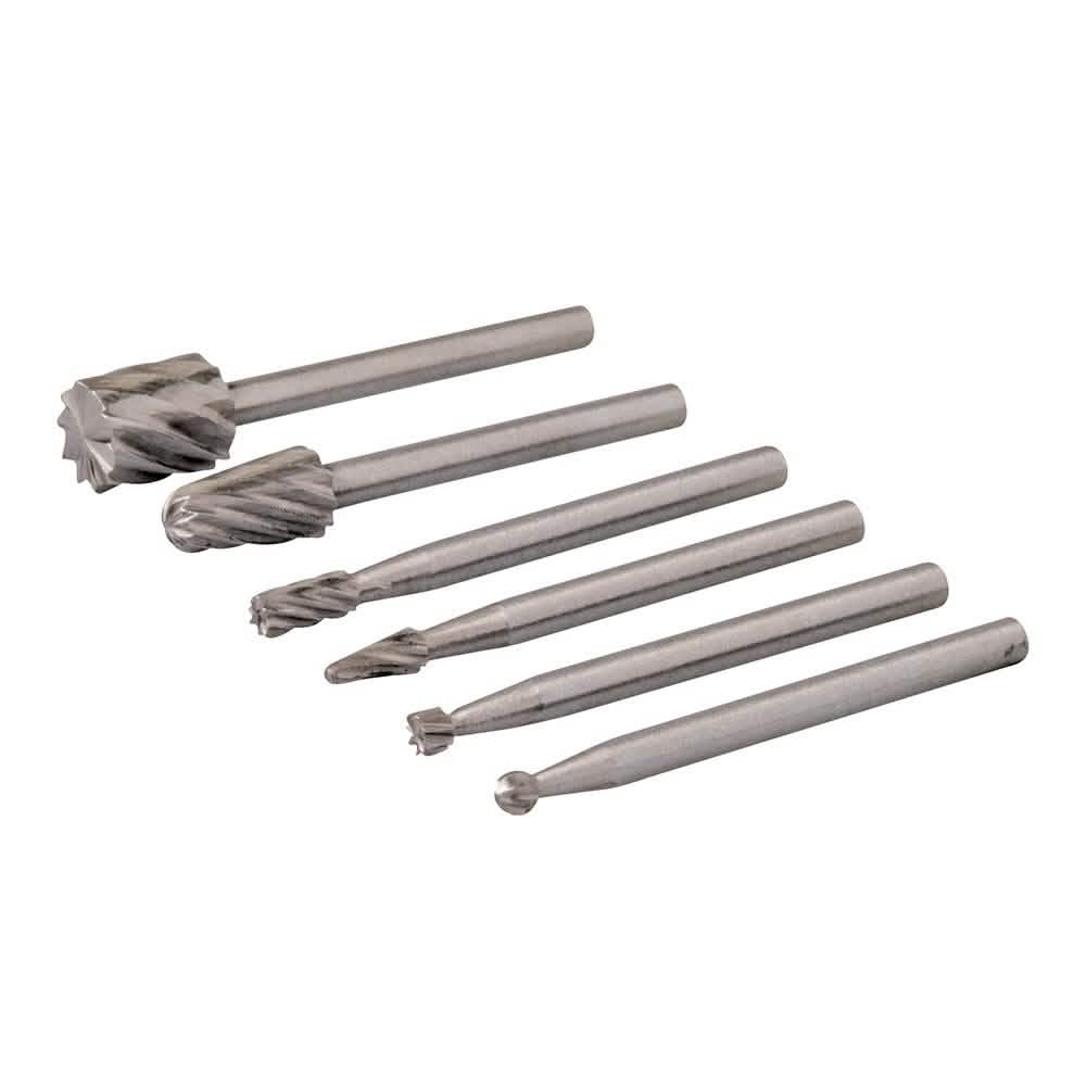 2, 3, 5, 7MM DIA ROTARY TOOL HSS BURR SET 6PCE 457038-tooltime.co.uk
