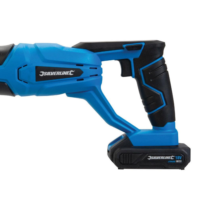 18V Cordless Reciprocating Saw + Li-ion Battery & Fast Charger Silverline 953452 - tooltime.co.uk
