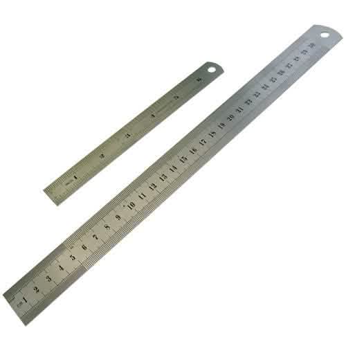 2 Piece Stainless Steel Metric Imperial Dual Markings Ruler Metal Rule