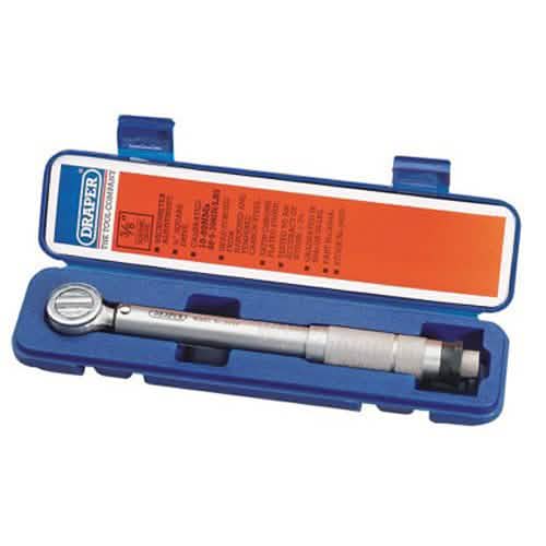 DRAPER 3/8" DR RATCHET TORQUE WRENCH + CASE + CERTIFICATE + 4PC ADAPTORS - tooltime.co.uk