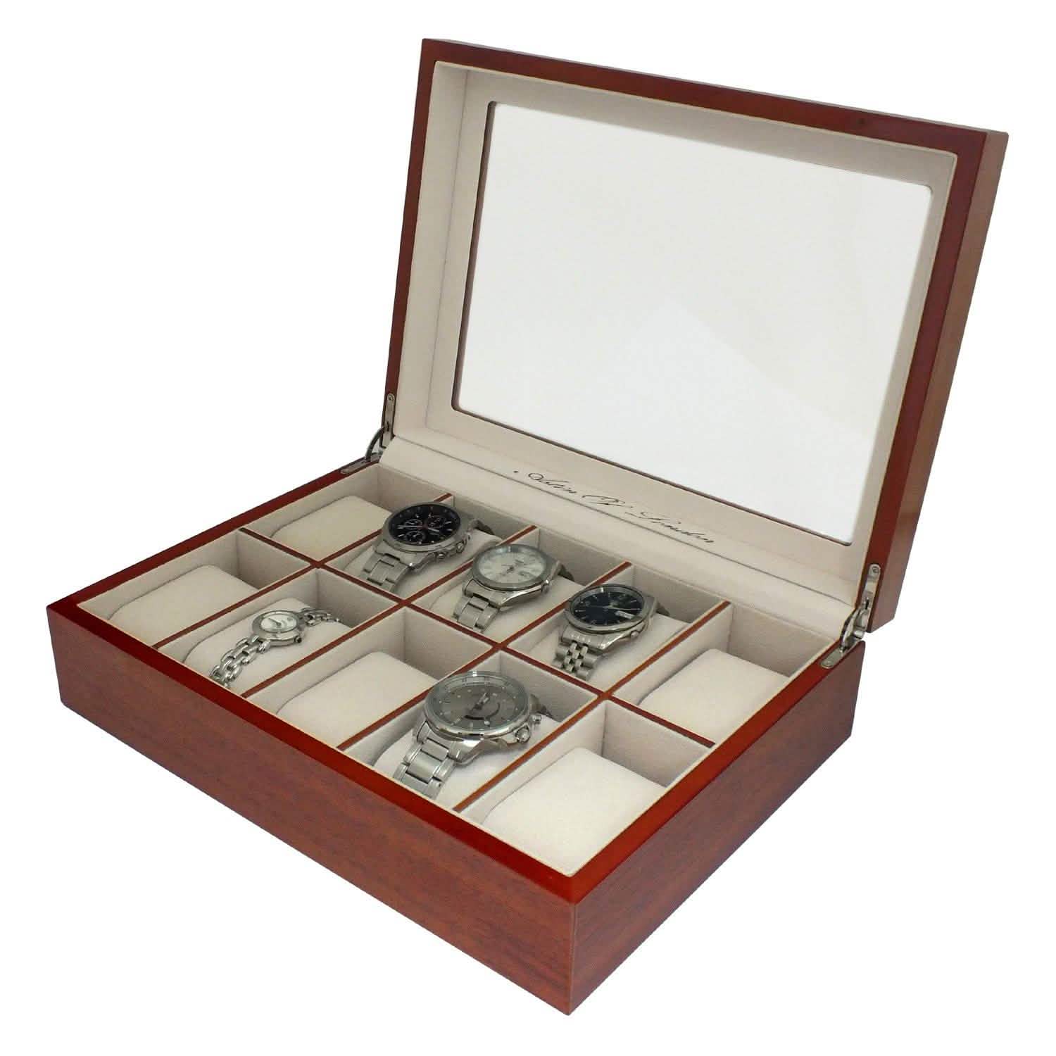 ASTIN OF LONDON® WOODEN 10 WATCH ORGANISER STORAGE BOX DISPLAY CASE WATCHBOX-tooltime.co.uk