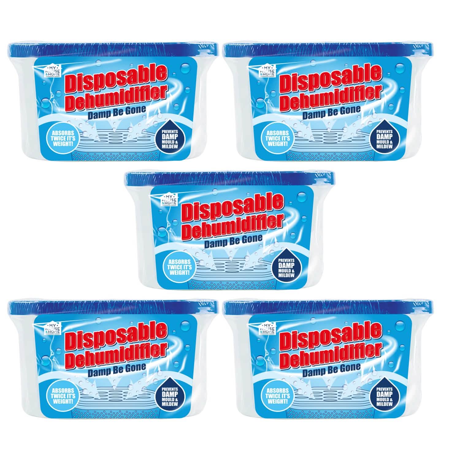 5 PACK INTERIOR DEHUMIDIFIERS DAMP MOISTURE MOULD MILDEW ABSORBING HOME CARAVAN - tooltime.co.uk