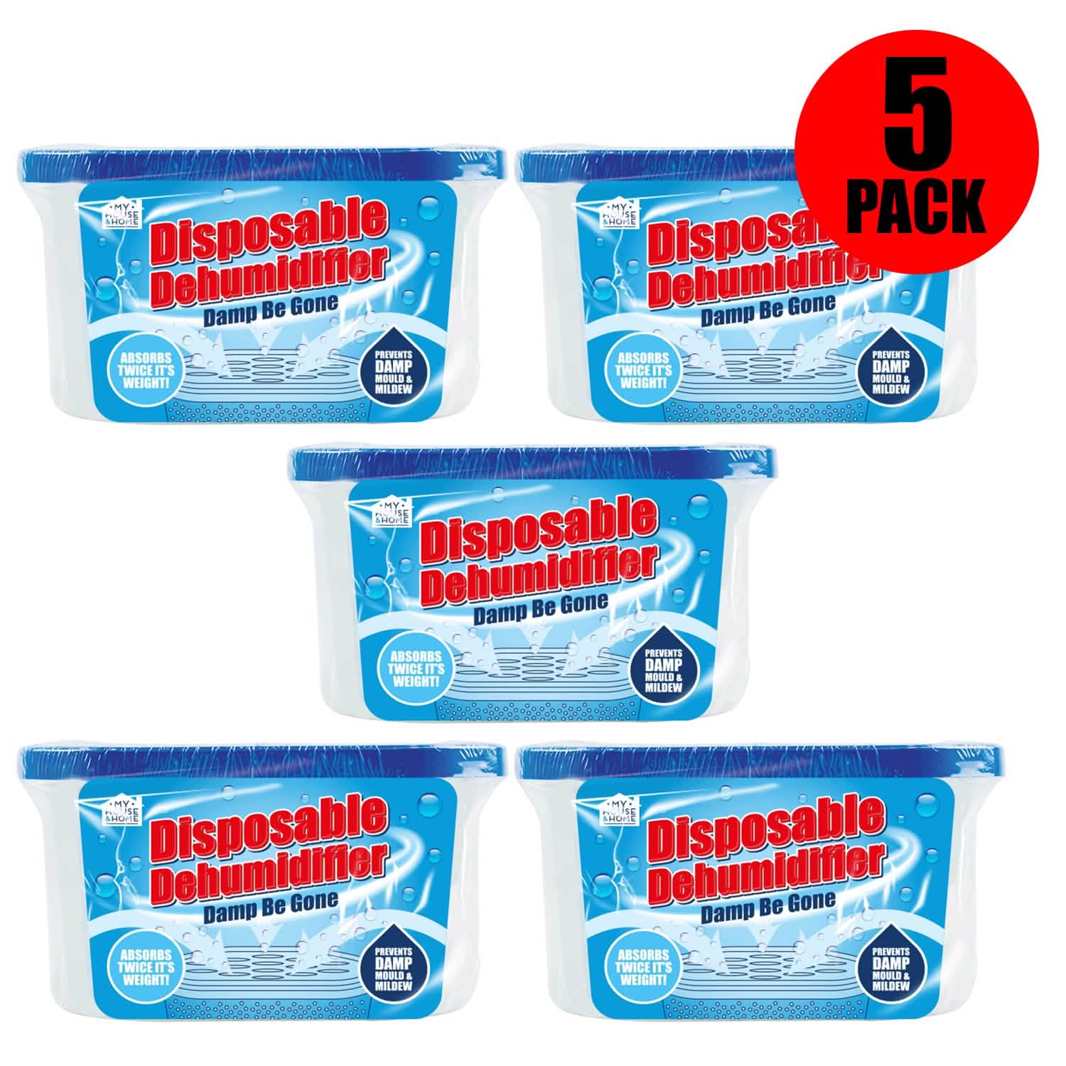 5 Pack Interior Dehumidifiers Damp Moisture Mould Mildew Absorbing Home Caravan