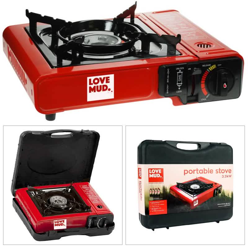 Camping Stove Butane Gas Outdoor Portable BBQ Cooker Piezo Ignition & Carry Case