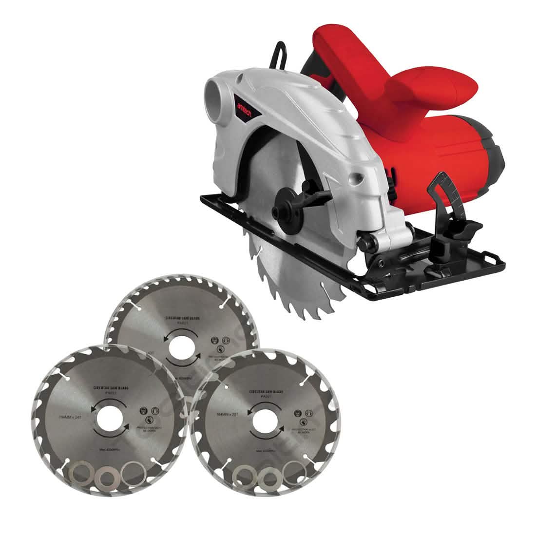 Amtech 185Mm Circular Saw 1300W 230V 0-45° Bevel + 4 X Tct Blades 2 Yr Warranty