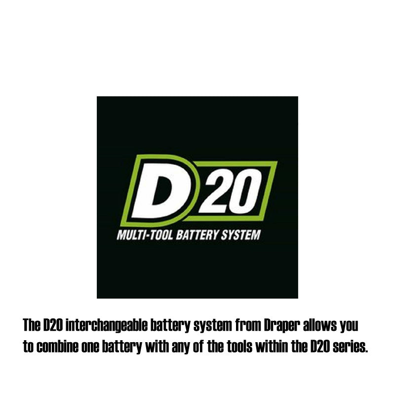 Draper 00608 Cordless Detail Sander Charger D20 20V Battery & 27 Sanding Sheets