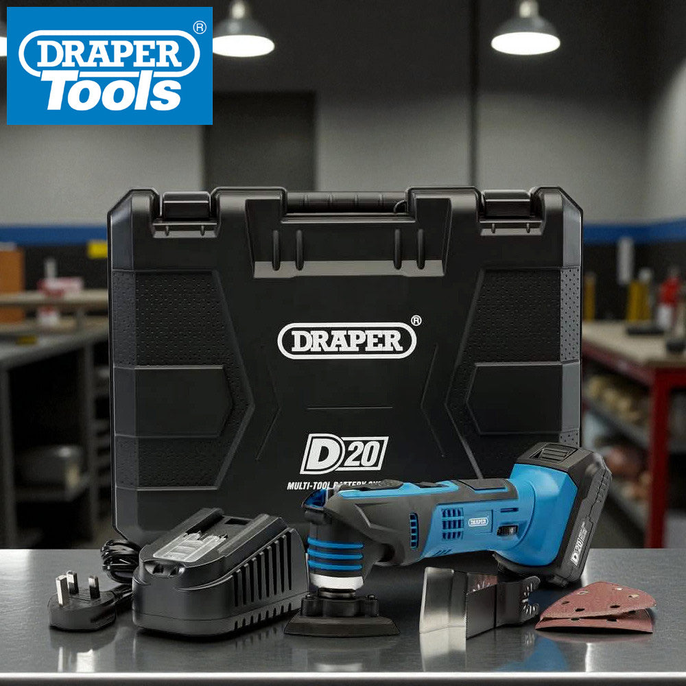 Draper 00595 Cordless Oscillating Multi-Tool Charger 20V Battery + 31pc Accessories