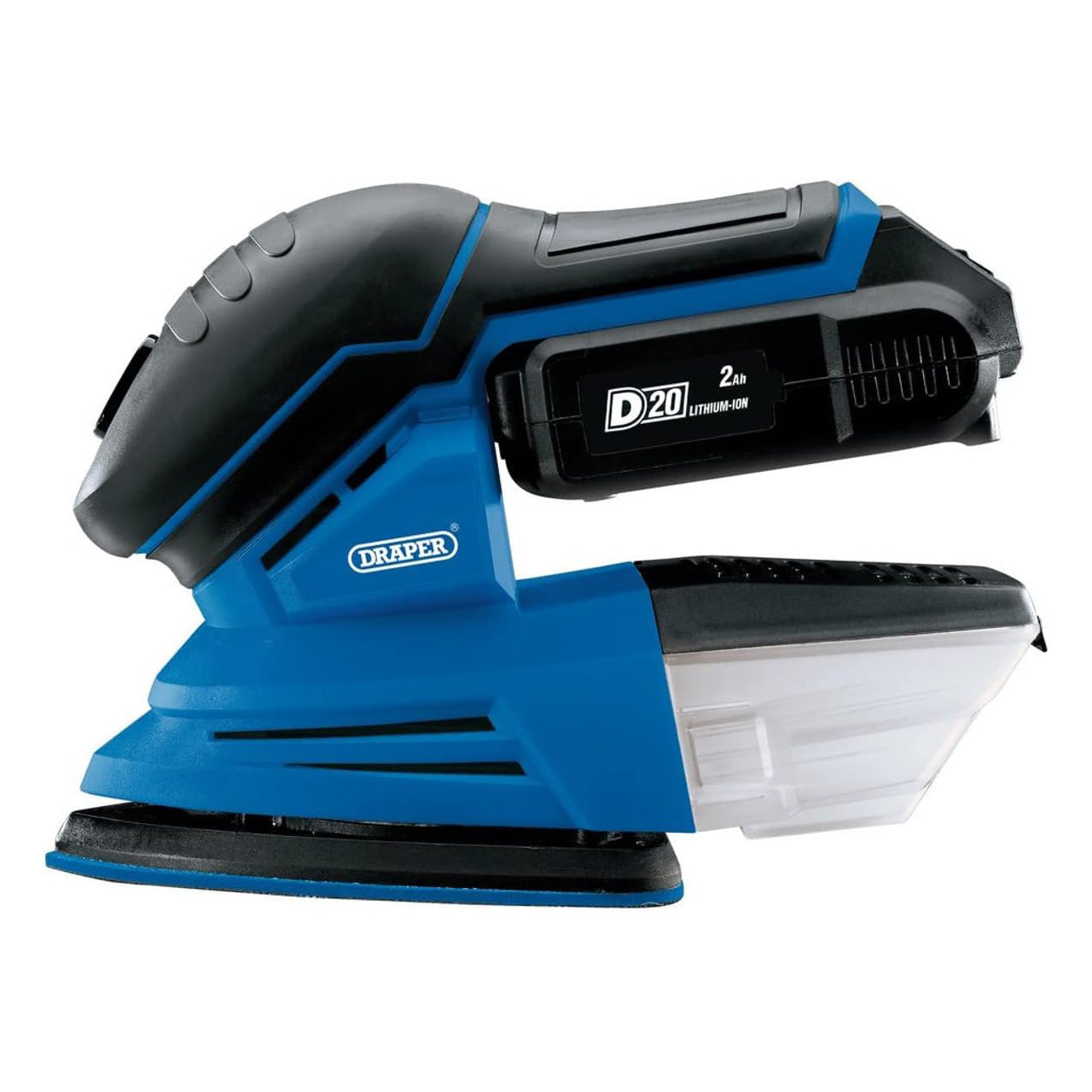 Draper 00608 Cordless Detail Sander Charger D20 20V Battery & 27 Sanding Sheets