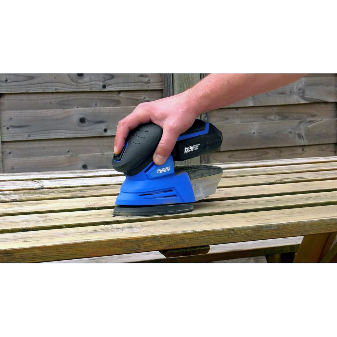 Draper 00608 Cordless Detail Sander Charger D20 20V Battery & 27 Sanding Sheets