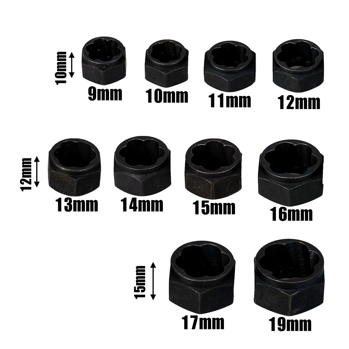 Voche 11pc Grip & Twist Sockets Set | Locking Wheel Nut Removal Stud Extractor Rounded Bolts